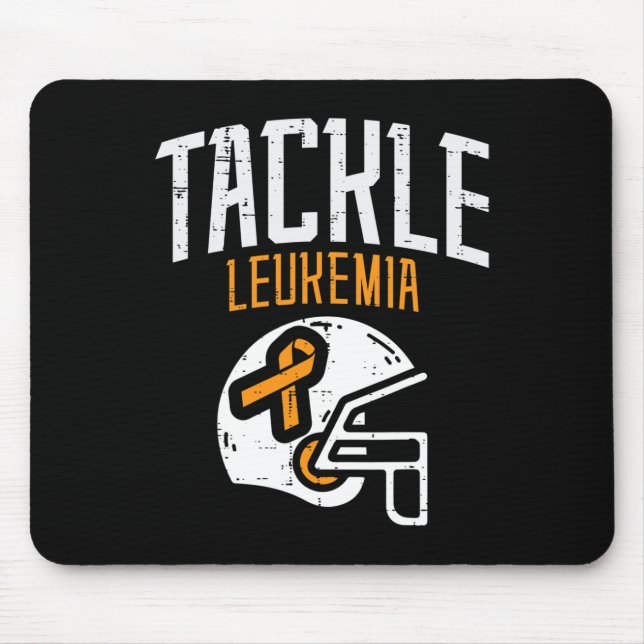Tackle Leukaemia Helmet Orange Ribbon Blood Cancer Mouse Mat (Front)