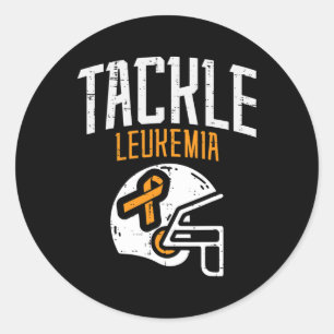 Tackle Leukemia Helmet Orange Ribbon Blood Cancer Classic Round Sticker