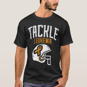 Tackle Leukemia Helmet Orange Ribbon Blood Cancer  T-Shirt