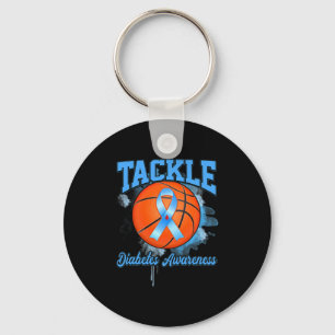 Tackle Sketll Blue Ribbon Diabetes Awareness Key Ring