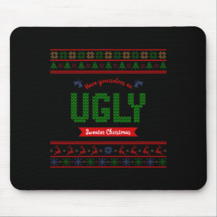 Tacky Christmas Nordic Knit Pattern Red Green Ugly Mouse Mat