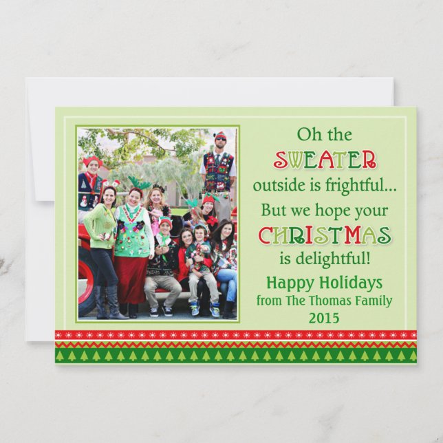 Tacky Christmas Sweater Christmas Greeting Card (Front)