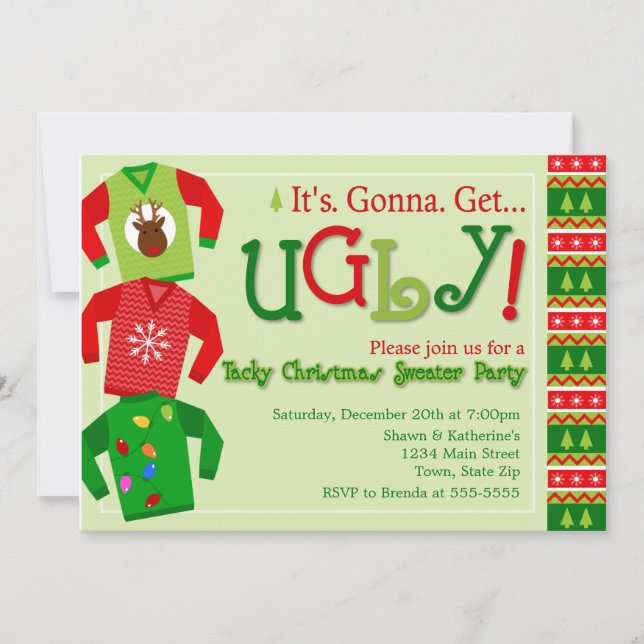 Tacky Christmas Sweater Party Invitation (Front)