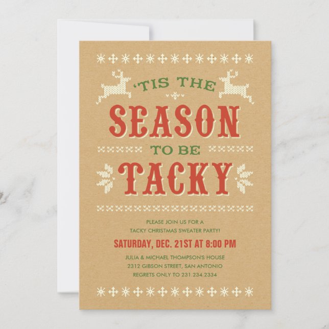 Tacky Christmas Sweater Party Invitations (Front)