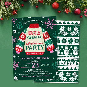 Tacky Festive Ugly Sweater Party Red and Green Invitation