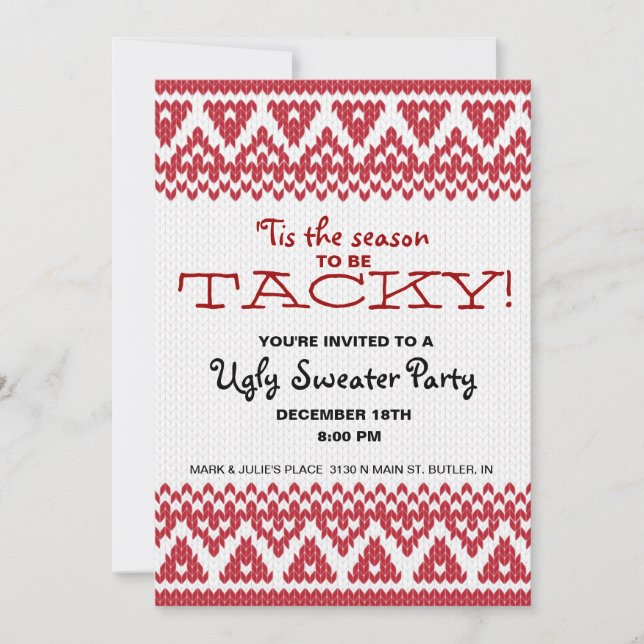 Tacky Sweater Party Invitation (Front)
