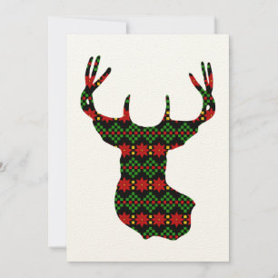 Tacky Sweater Style Buck Deer Head Christmas Card
