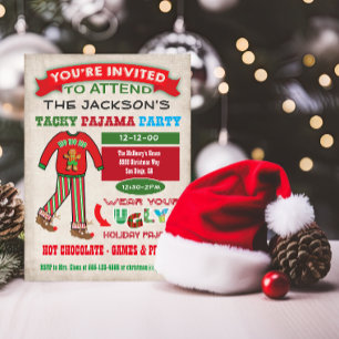 Tacky Ugly Christmas Pyjamas Party invitation