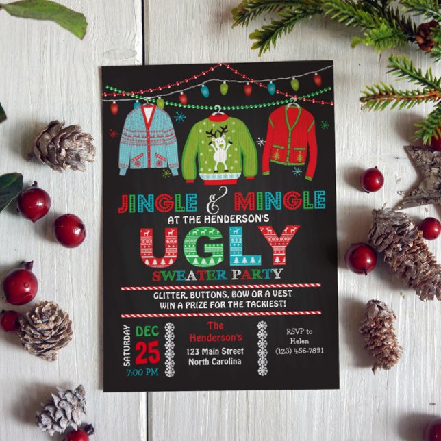 Tacky Ugly Sweater Christmas Party Invitation (Creator Uploaded)