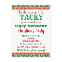 Tacky Ugly Sweater Christmas Party Invitation