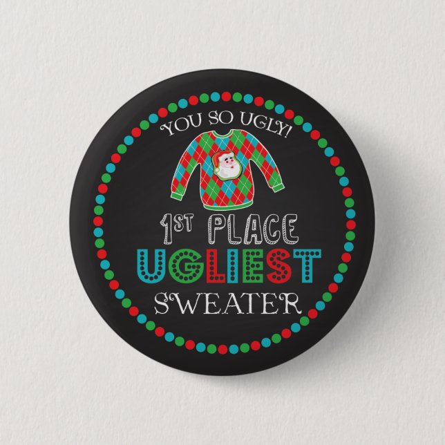 Tacky Ugly Sweater Contest Award Button (Front)