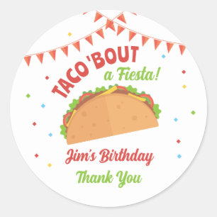 Taco About a Fiesta Birthday Party Invitation Classic Round Sticker