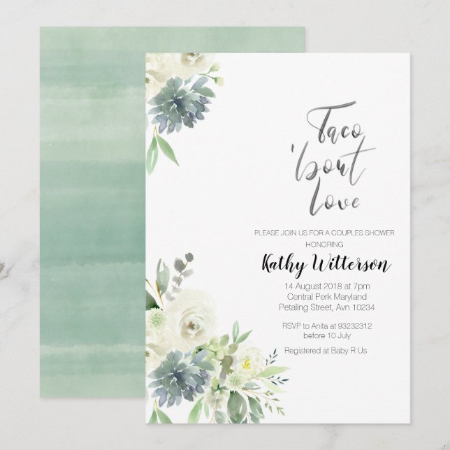 Taco about Love COUPLES SHOWER Invitation (Front/Back)