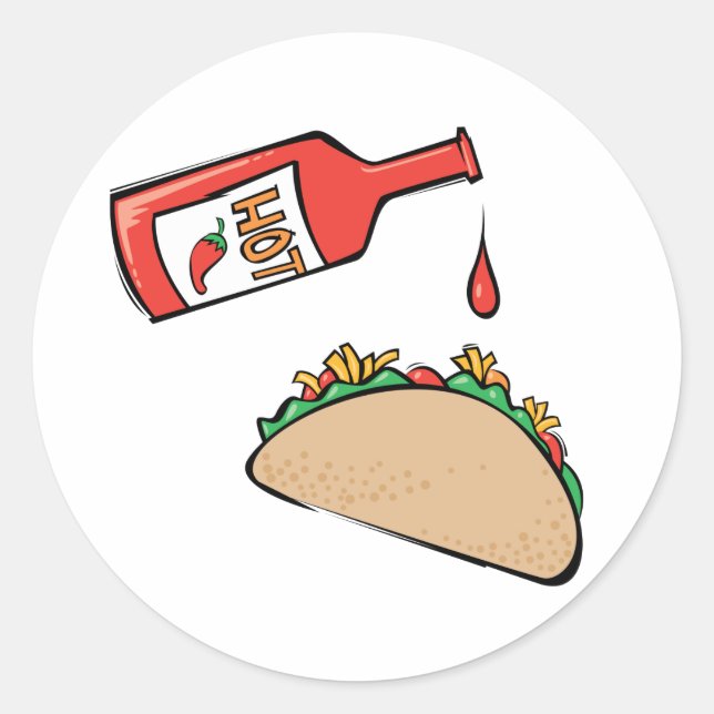 Taco and Hot Sauce Classic Round Sticker (Front)
