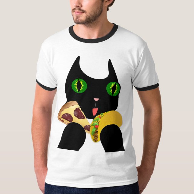 TACO AND PIZZA CAT Funny T-shirts (Front)
