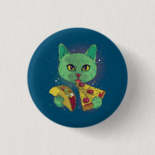 Taco and Pizza Cosmic Space Cat 3 Cm Round Badge