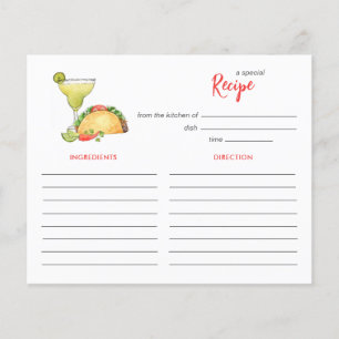 Taco and Tequila Bridal shower Recipe card