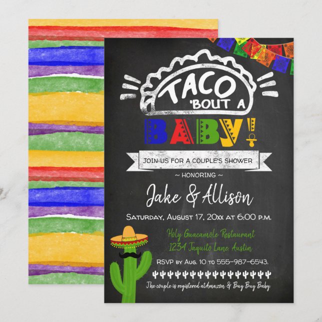 Taco Baby Shower for Couple Invitation (Front/Back)