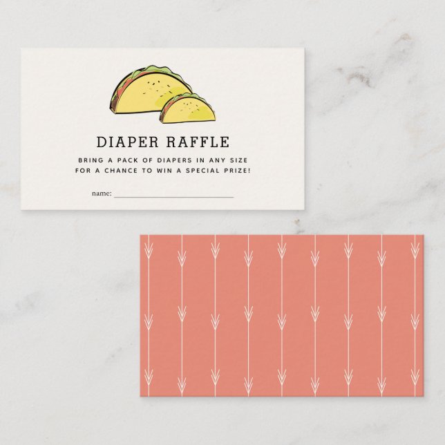 Taco Baby Shower Pink Diaper Raffle Ticket Enclosure Card (Front/Back)