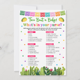 Taco Baby Shower What's in your Purse Game Advice Card
