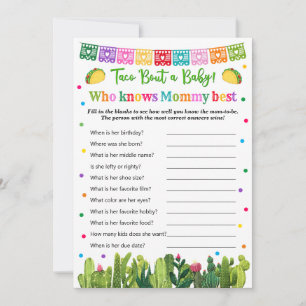Taco Baby Shower Who Knows Mummy Best Game Advice Card