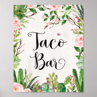 Taco Bar Sign Fiesta Cactus Floral Shower Sign