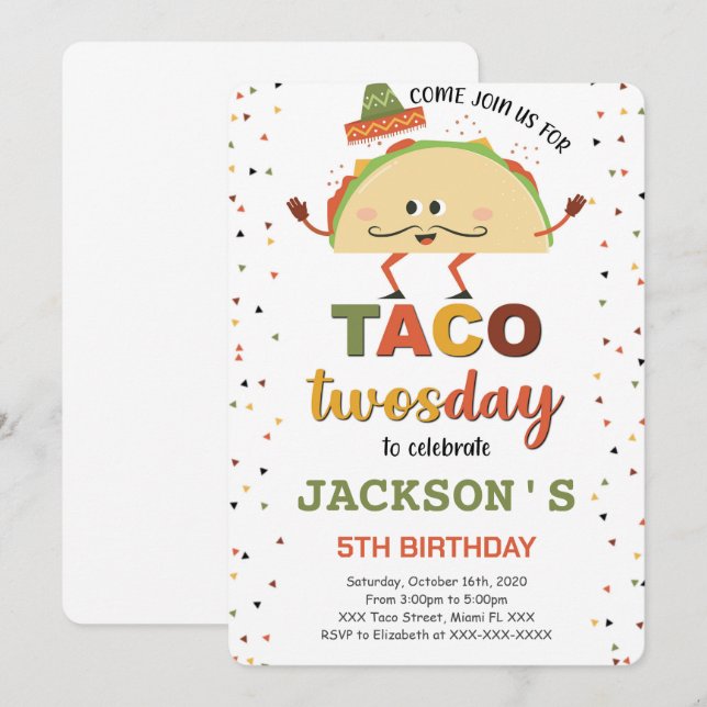 Taco Birthday Invitation (Front/Back)