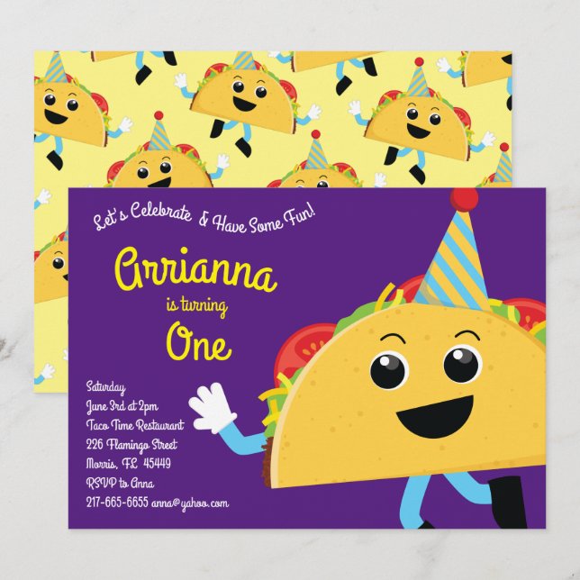 Taco Birthday Party Invitation (Front/Back)