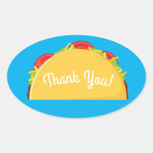 Taco Birthday Party Mexican Food Oval Sticker