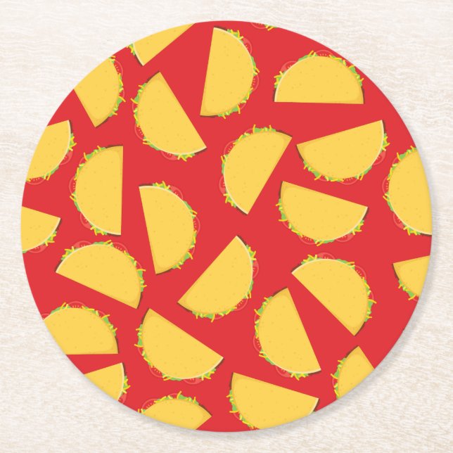 Taco Birthday Party Mexican Food Round Paper Coaster (Front)