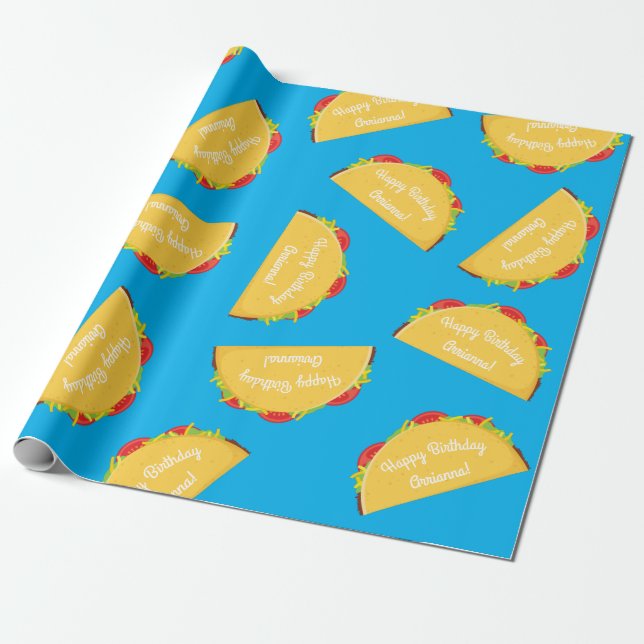 Taco Birthday Party Mexican Food Wrapping Paper (Unrolled)