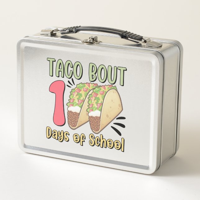 Taco Bout 100 Days of School Metal Lunch Box (Front)