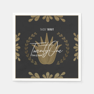 Taco' Bout 21 Black/Gold Tequila Napkins