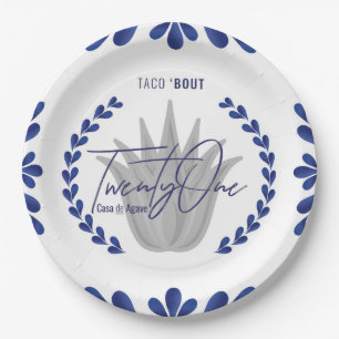Taco' Bout 21 Blue/Silver Tequila Paper Plates