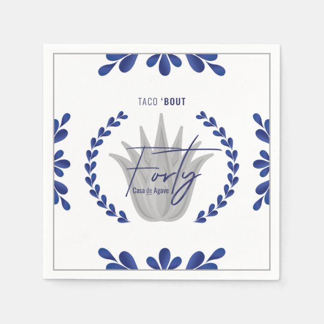 Taco' Bout 40 | Blue/Silver Tequila Napkins (Front)