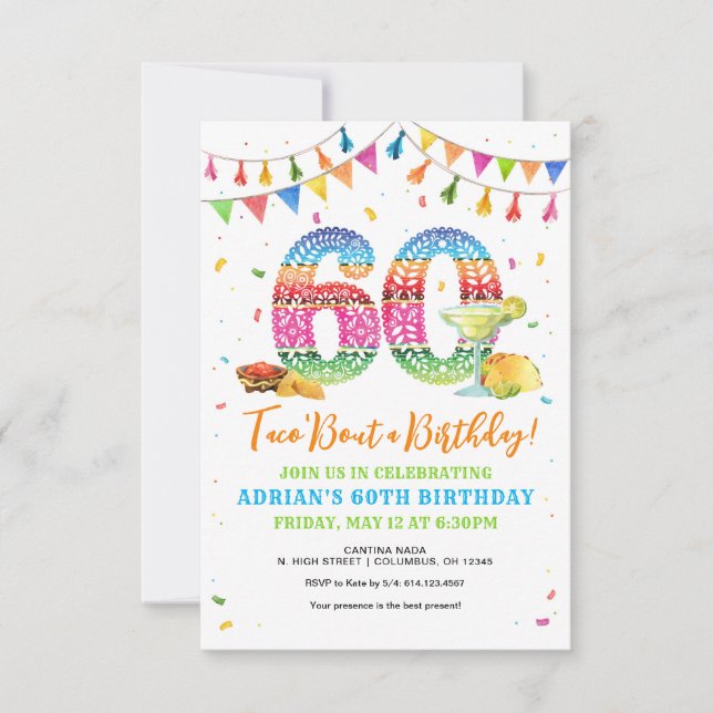Taco Bout 60th Birthday Invitation (Front)