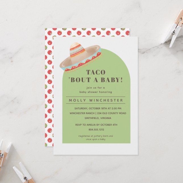 Taco Bout a Baby Baby Shower Invitation (Front/Back In Situ)