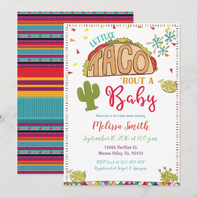 Taco Bout a Baby Baby Shower Invitation Fiesta (Front/Back)