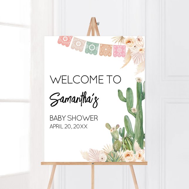 Taco Bout A Baby Boho Baby Shower Welcome Poster (Cactus Baby Shower Welcome Sign)