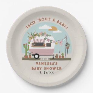 Taco Bout A Baby Boho Camper Girl Baby Shower  Paper Plate