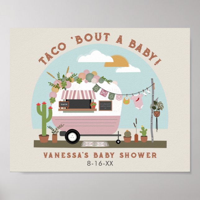 Taco Bout A Baby Boho Camper Girl Baby Shower  Poster (Front)