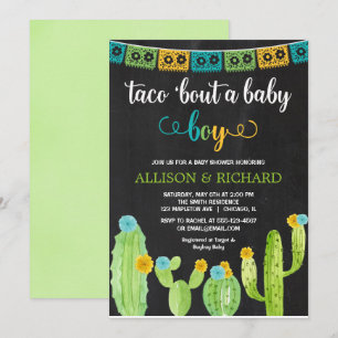 Taco bout a baby boy, Fiesta cactus baby shower Invitation