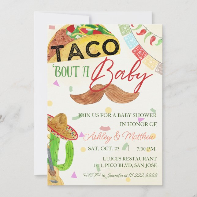 Taco 'Bout A Baby Boy Fiesta Mexican Baby Shower  Invitation (Front)