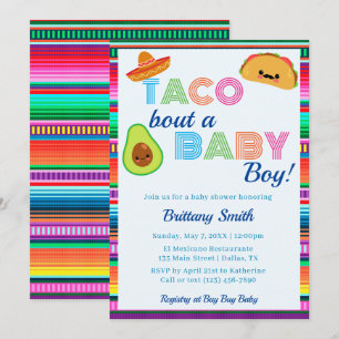 Taco Bout a Baby Boy Fiesta Stripe Baby Shower Invitation