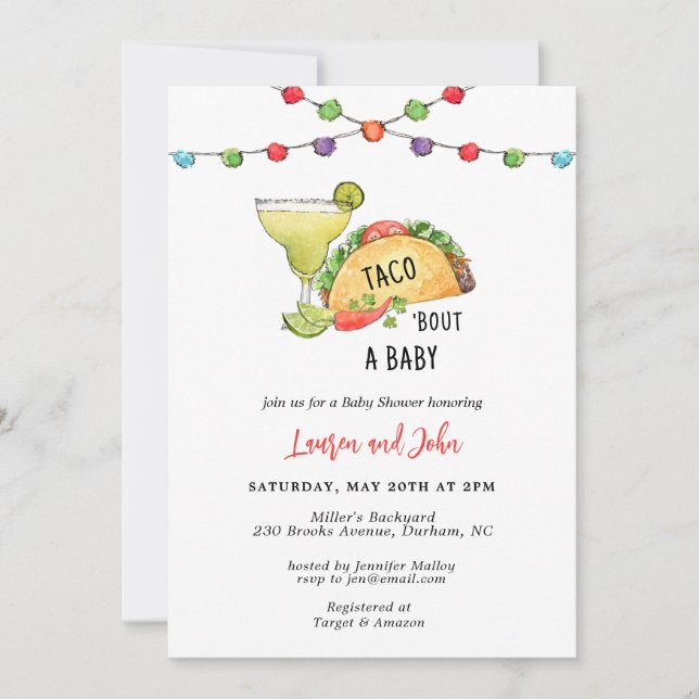 Taco Bout A Baby Couple's Baby Shower Fiesta  Invitation (Front)