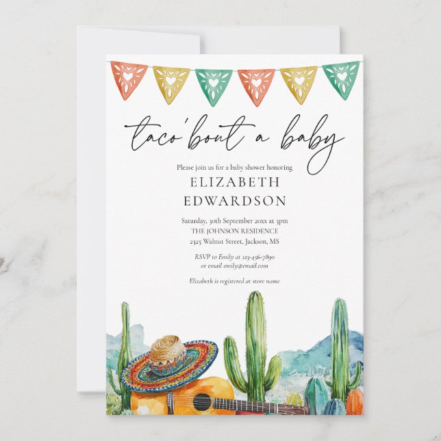 Taco Bout A Baby Fiesta All In One Baby Shower Invitation (Front)