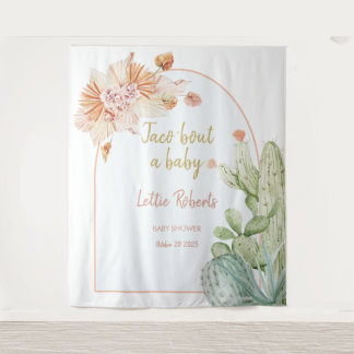 Taco 'Bout a Baby, Fiesta Baby Shower Backdrop Tapestry