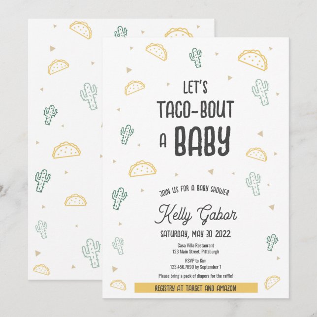 Taco-Bout a Baby, Fiesta Baby Shower Invitation (Front/Back)