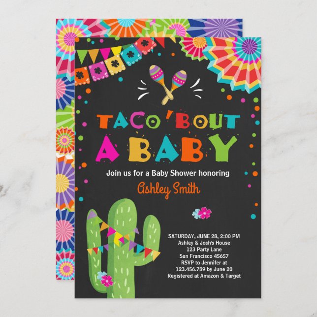 Taco Bout a Baby Fiesta Baby shower invitation (Front/Back)
