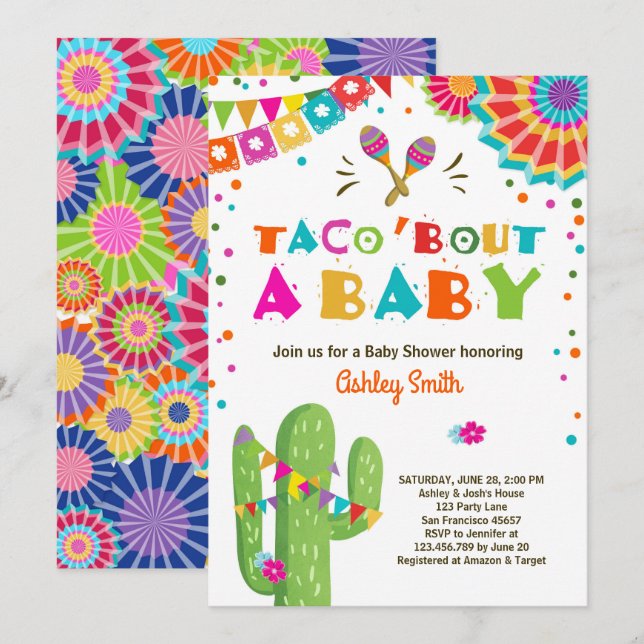 Taco Bout a Baby Fiesta Baby shower invitation (Front/Back)
